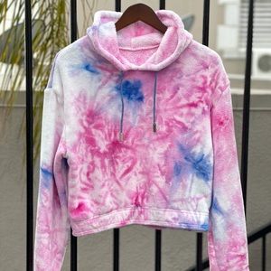 Hoodie Sweatshirt Size M Pink Tie Dye Pullover Lon